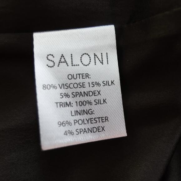 SALONI Jinx C Trimmed Floral Print Velvet Midi Dress Size 4 - Picture 14 of 16